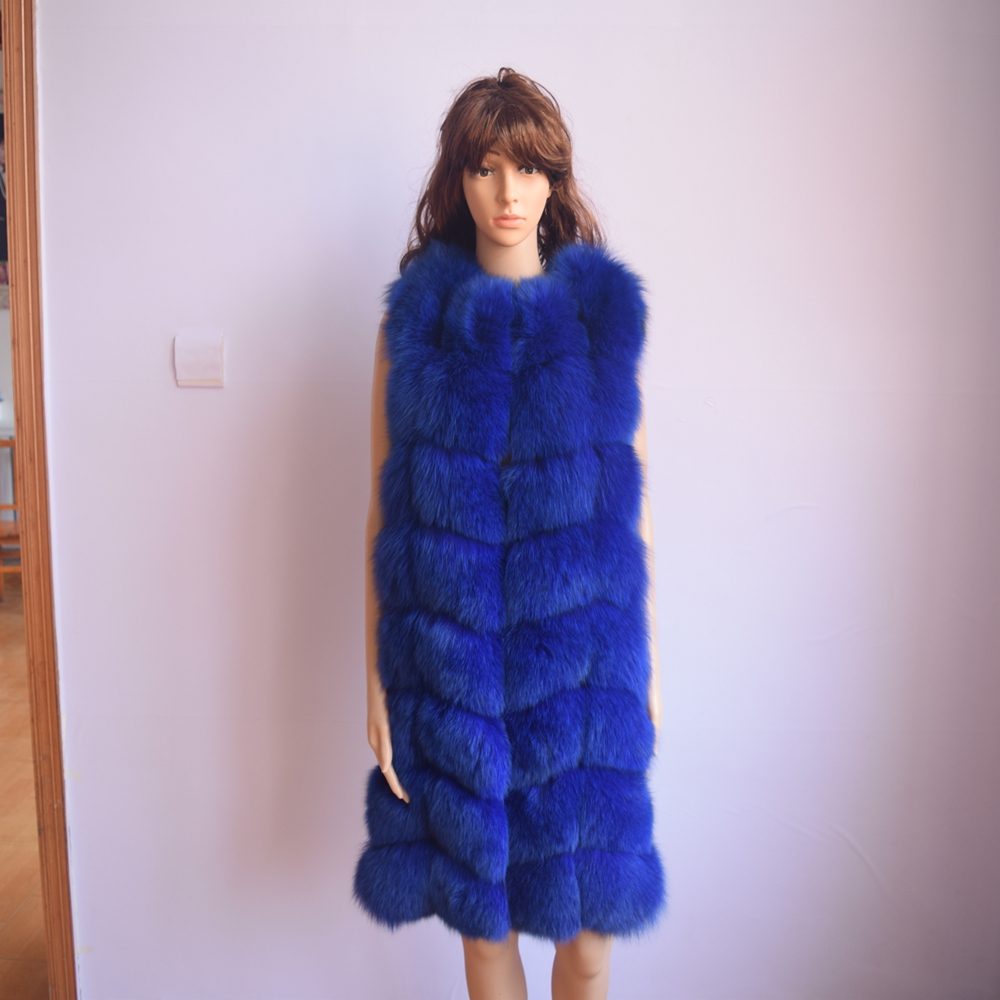 90CM ڿ ¥    ο 2017 ܿ  β  ¥    ָӴ ¥   Ʈ /90CM Natural Real Fox Fur Vest New 2017 Winter Long Thick Women Genuine